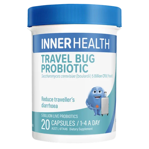 【全系列买三送高之源脂质VC胶囊】Inner Health Travel Bug 澳洲茵澳斯旅行者专用20粒 减少腹泻 保质期2027.2